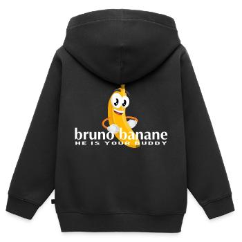Bruno Banana (blanc) - Sweat Premium à capuche zippé enfant bio - noir - Dos - AI Model Kid Male (0cm)