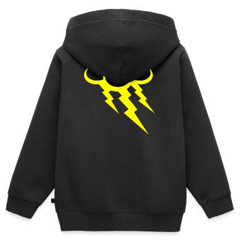 Nuage de foudre de tonnerre - Sweat Premium à capuche zippé enfant bio - noir - Dos - AI Model Kid Male (0cm)