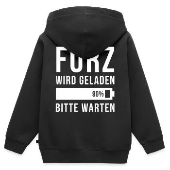 Furz wird geladen - Kinder Premium Organic Zip Hoodie - Schwarz - Hinten - AI Model Kid Male (0cm)