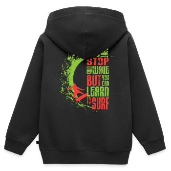 Surfing - Wellenreiten - Kinder Premium Organic Zip Hoodie - Schwarz - Hinten - AI Model Kid Male (0cm)