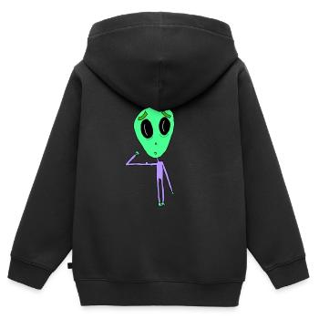 Extraterrestre avec biceps - Sweat Premium à capuche zippé enfant bio - noir - Dos - AI Model Kid Male (0cm)