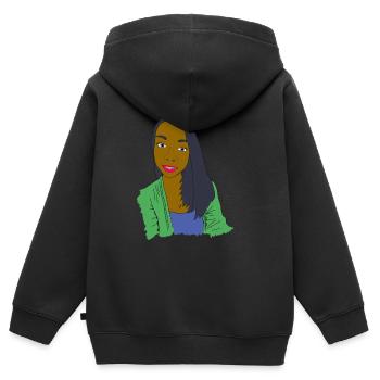 Hübsches Mädchen - Kinder Premium Organic Zip Hoodie - Schwarz - Hinten - AI Model Kid Male (0cm)