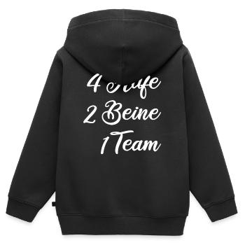 Pferdespruch 4 Hufen 2 Beine 1 Team - Kinder Premium Organic Zip Hoodie - Schwarz - Hinten - AI Model Kid Male (0cm)