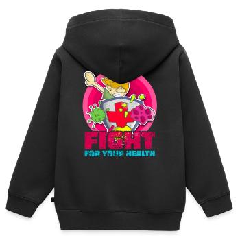 Kämpfe für deine Gesundheit - Kinder Premium Organic Zip Hoodie - Schwarz - Hinten - AI Model Kid Male (0cm)