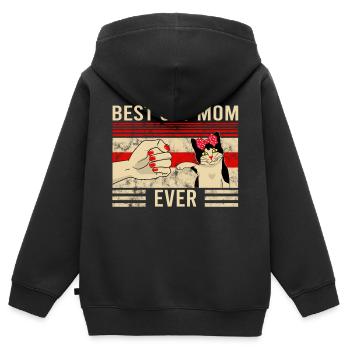Meilleur ami de chat vintage jamais conçu par un ami - Sweat Premium à capuche zippé enfant bio - noir - Dos - AI Model Kid Male (0cm)