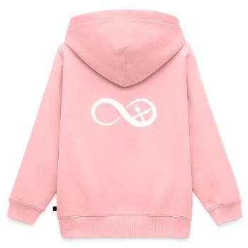 manger cadeau couverts fourche couteau dinner eat - Sweat Premium à capuche zippé enfant bio - rose - Dos - AI Model Kid Female (0cm)