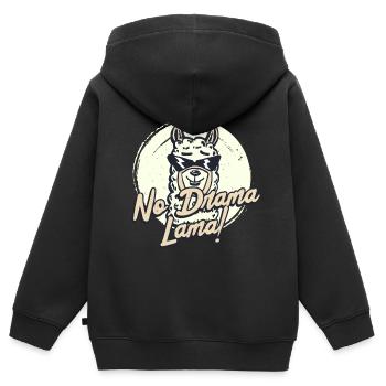 Pas de drame, lama! - Sweat Premium à capuche zippé enfant bio - noir - Dos - AI Model Kid Male (0cm)