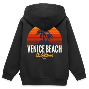Venice Beach Été Californie Île aux palmiers Sunset - Sweat Premium à capuche zippé enfant bio - noir - Dos - AI Model Kid Male (0cm)