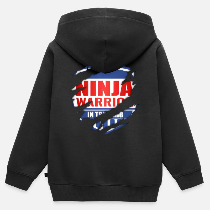 Ninja Warrior In Training - Kinder Premium Organic Zip Hoodie - Schwarz