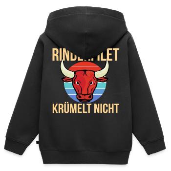 Fleisch Rinderfilet Krümelt Grillen in Vintage - Kinder Premium Organic Zip Hoodie - Schwarz - Hinten - AI Model Kid Male (0cm)