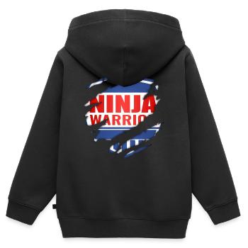 Ninja Warrior - Kinder Premium Organic Zip Hoodie - Schwarz - Hinten - AI Model Kid Male (0cm)
