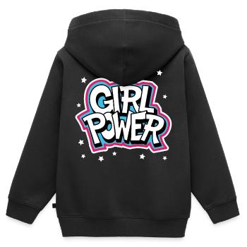 Girl power - Sweat Premium à capuche zippé enfant bio - noir - Dos - AI Model Kid Male (0cm)