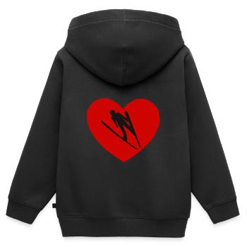 Ski Jumping Heart Ski Jumping Ski Flying Ski Jump - Sweat Premium à capuche zippé enfant bio - noir - Dos - AI Model Kid Male (0cm)