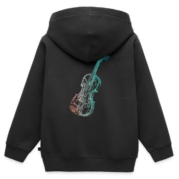 Violine - Kinder Premium Organic Zip Hoodie - Schwarz - Hinten - AI Model Kid Male (0cm)
