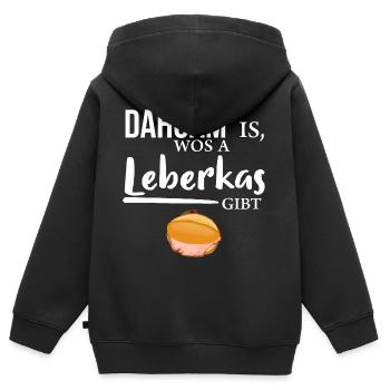 Leberkas - Kinder Premium Organic Zip Hoodie - Schwarz - Hinten - AI Model Kid Male (0cm)