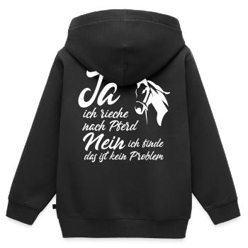 Pferde Spruch - Kinder Premium Organic Zip Hoodie - Schwarz - Hinten - AI Model Kid Male (0cm)