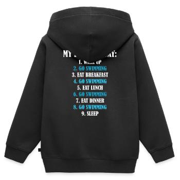go swimming - Kids Premium Organic Zip-up Hoodie - black - Back - AI Model Kid Male (0cm)