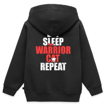 Mangez des tshirts Sleep Warrior Cat Repeat - Sweat Premium à capuche zippé enfant bio - noir - Dos - AI Model Kid Male (0cm)