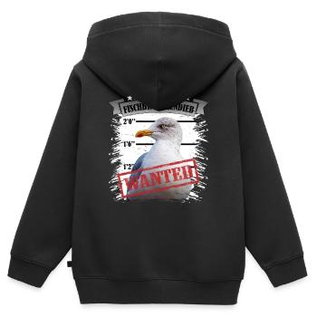Möwe - Fischbrötchen Dieb - Kinder Premium Organic Zip Hoodie - Schwarz - Hinten - AI Model Kid Male (0cm)
