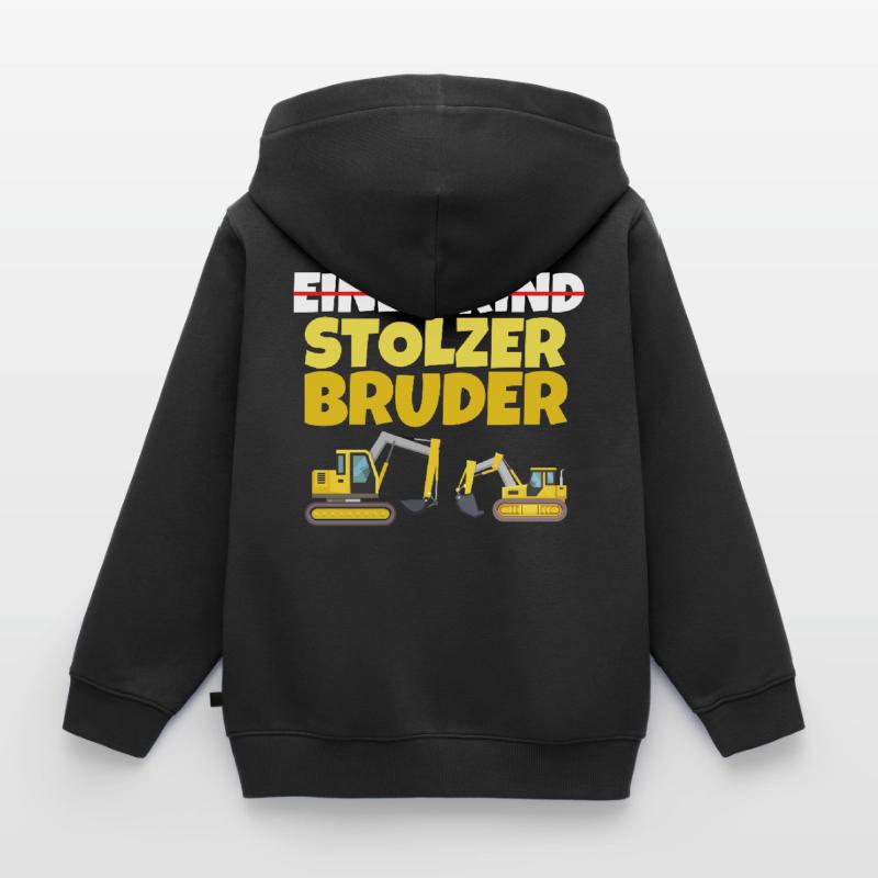 Großer Stolzer Bruder Bagger 2024 Geschenk Kinder Premium Organic Zip Hoodie