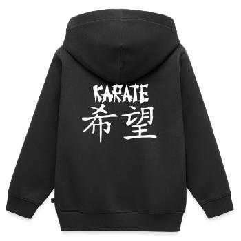 Karate chinesische Schriftzeichen Geschenk mode - Kinder Premium Organic Zip Hoodie - Schwarz - Hinten - AI Model Kid Male (0cm)