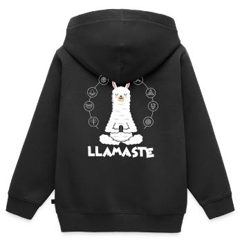 Yoga Llama Lama Alpaka Namaste Comic Tiere Lustig - Kinder Premium Organic Zip Hoodie - Schwarz - Hinten - AI Model Kid Male (0cm)