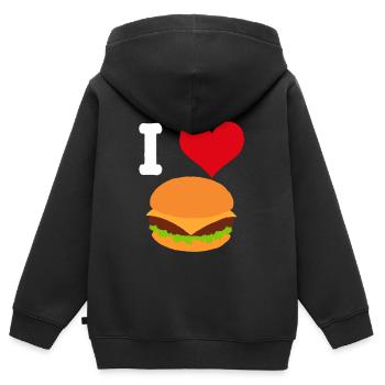 Amour de Burger Amour de Burger - Sweat Premium à capuche zippé enfant bio - noir - Dos - AI Model Kid Male (0cm)