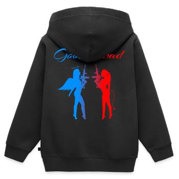 ange Démon - Sweat Premium à capuche zippé enfant bio - noir - Dos - AI Model Kid Male (0cm)
