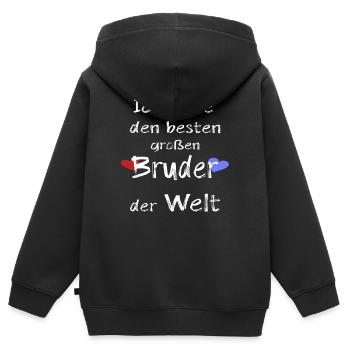 ich habe den besten grossen Bruder Geschenkidee - Kinder Premium Organic Zip Hoodie - Schwarz - Hinten - AI Model Kid Male (0cm)