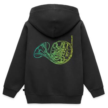 Horn Instrument - Kinder Premium Organic Zip Hoodie - Schwarz - Hinten - AI Model Kid Male (0cm)