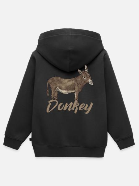 Donkey animal animal lover animal lover animal love idea - Kids Premium Organic Zip-up Hoodie - black