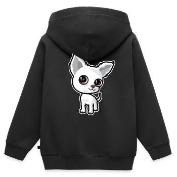Chiot - Sweat Premium à capuche zippé enfant bio - noir - Dos - AI Model Kid Male (0cm)