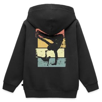 Breakdance - Sweat Premium à capuche zippé enfant bio - noir - Dos - AI Model Kid Male (0cm)