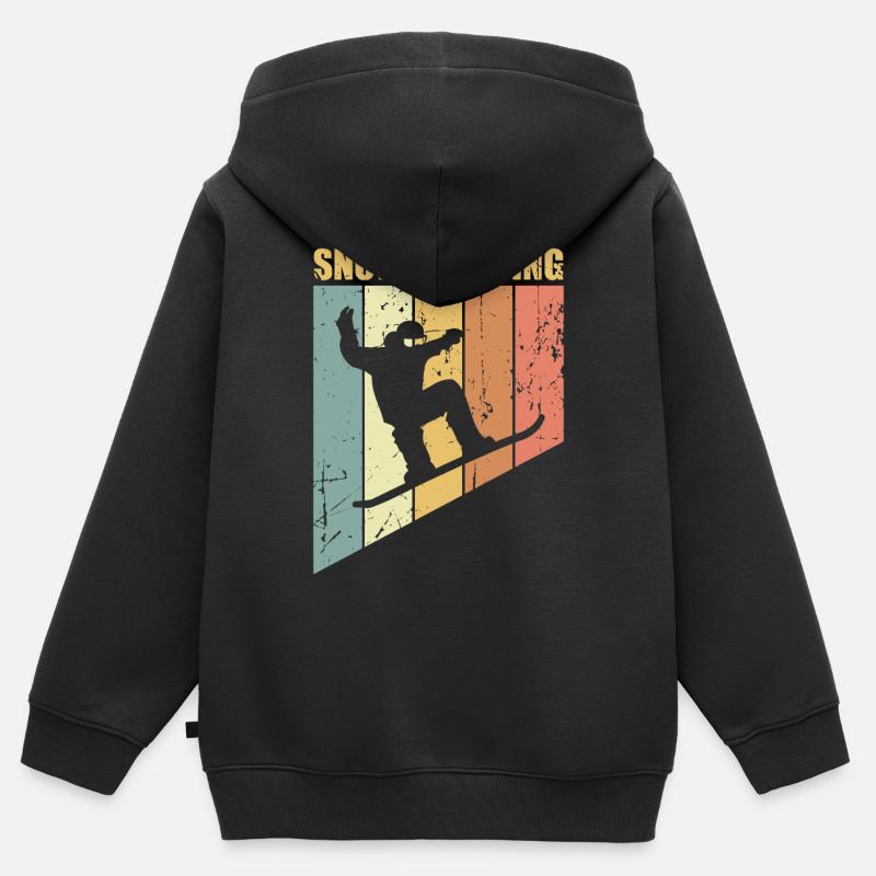 Snowboard Snowboard Snowboard - Sweat Premium à capuche zippé enfant bio - noir