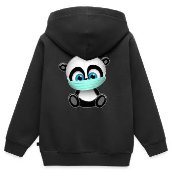 Mundschutz Panda Bär Pandamie - Kinder Premium Organic Zip Hoodie - Schwarz - Hinten - AI Model Kid Male (0cm)