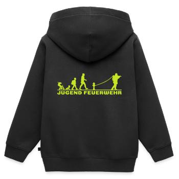 Jugend Feuerwehr Evolution Lustig Neongelb Lustig - Kinder Premium Organic Zip Hoodie - Schwarz - Hinten - AI Model Kid Male (0cm)