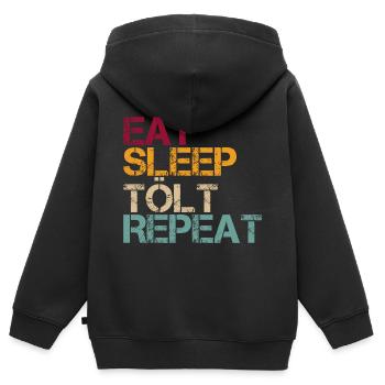 Tölt Islandpferd Eat Sleep Repeat Retro Lustig - Kinder Premium Organic Zip Hoodie - Schwarz - Hinten - AI Model Kid Male (0cm)