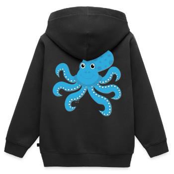 Kraken - Kinder Premium Organic Zip Hoodie - Schwarz - Hinten - AI Model Kid Male (0cm)