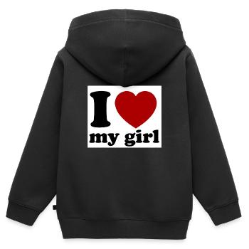 girlfriend - Kids Premium Organic Zip-up Hoodie - black - Back - AI Model Kid Male (0cm)