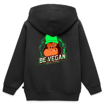 BE VEGAN BE STRONG - Sweat Premium à capuche zippé enfant bio - noir - Dos - AI Model Kid Male (0cm)
