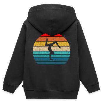 Gymnastique Rétro Vintage pour gymnastique - Sweat Premium à capuche zippé enfant bio - noir - Dos - AI Model Kid Male (0cm)