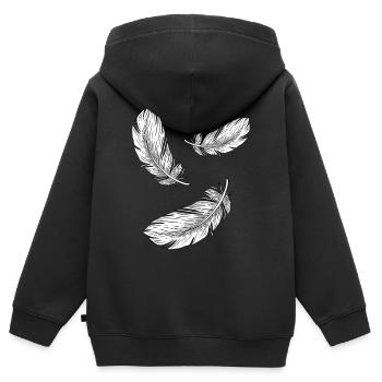 Plumes Blanc Vneck Chemises Pour Femmes - Sweat Premium à capuche zippé enfant bio - noir - Dos - AI Model Kid Male (0cm)