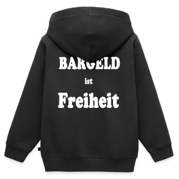 Bargeld ist Freiheit - Kinder Premium Organic Zip Hoodie - Schwarz - Hinten - AI Model Kid Male (0cm)