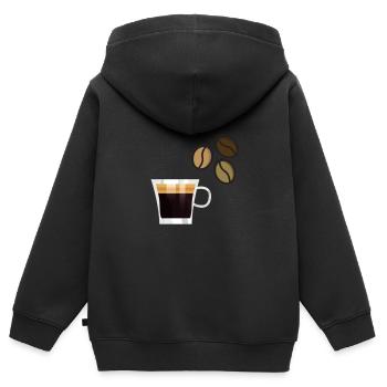 Café Barista Coffee Espresso Coffee Bean - Sweat Premium à capuche zippé enfant bio - noir - Dos - AI Model Kid Male (0cm)