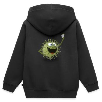 Le virus de l'influenceur sourit dans son smartphone - Sweat Premium à capuche zippé enfant bio - noir - Dos - AI Model Kid Male (0cm)