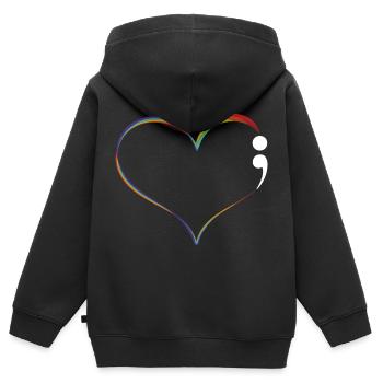 HerzSemikolonKunstKrisenSelbstmordVerhinderungsBew - Kinder Premium Organic Zip Hoodie - Schwarz - Hinten - AI Model Kid Male (0cm)