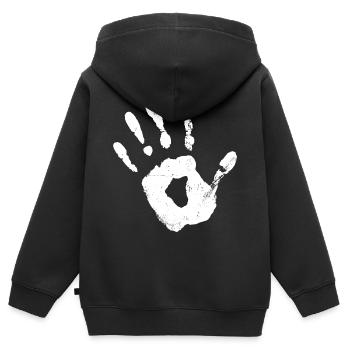 Empreinte de main (blanc) - Sweat Premium à capuche zippé enfant bio - noir - Dos - AI Model Kid Male (0cm)