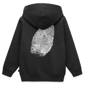 Fingerabdruck (Weiß) - Kinder Premium Organic Zip Hoodie - Schwarz - Hinten - AI Model Kid Male (0cm)