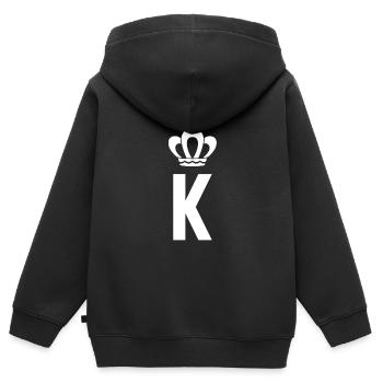 King and Queen Couple - Kinder Premium Organic Zip Hoodie - Schwarz - Hinten - AI Model Kid Male (0cm)