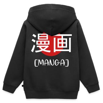 manga - Sweat Premium à capuche zippé enfant bio - noir - Dos - AI Model Kid Male (0cm)